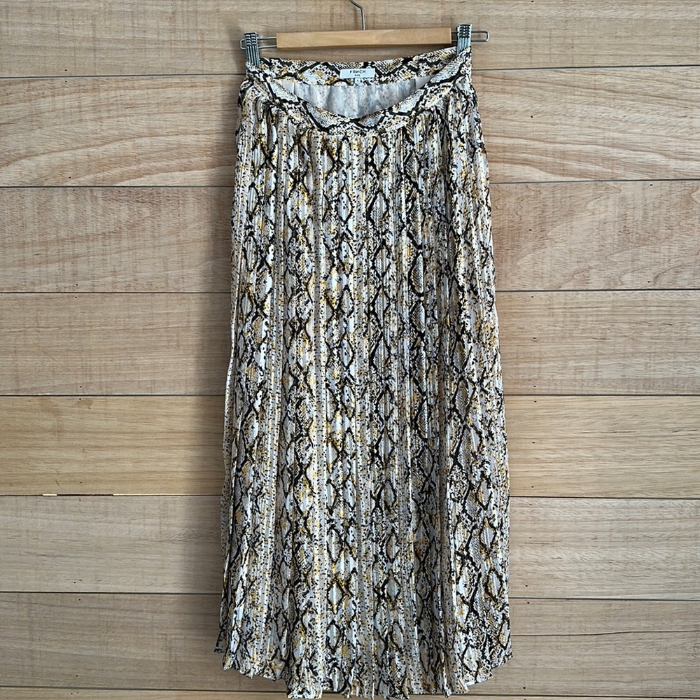 FRNCH Snake Print Midi Skirt - Black, Brown, Cream